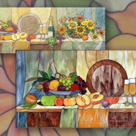 Витраж-картина «Натюрморт с фруктами»