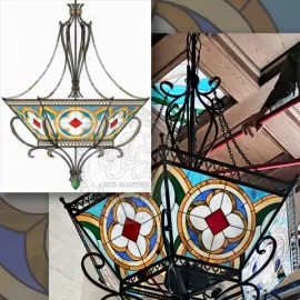 Люстра кованая витражная «Неоготика»