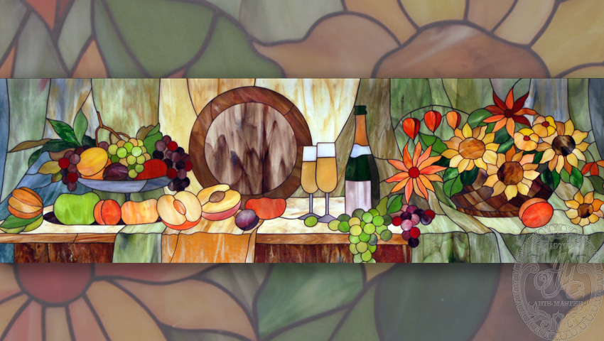 Витраж-картина «Натюрморт с фруктами»